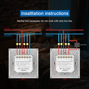 Hiện đại 4-Gang Wifi RF chuyển đổi thông minh Alexa Google điều khiển nhà bề mặt kính cảm ứng Bảng điều chỉnh không thấm nước 220V 10A Max. Điện áp hiện tại - Product Image 6