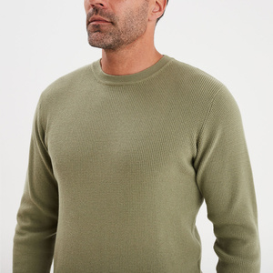 Suéter de Punto Rústico con Cuello Redondo para Hombre en Color Taupe con Tejido Transpirable y 83% Algodón 17% Poliamida - Product Image 4