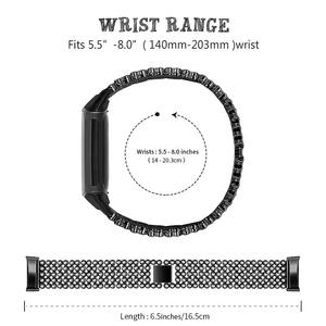 Bracelet de luxe en acier inoxydable pour <span class=keywords><strong>Fitbit</strong></span> Charge 5, bracelet en métal avec diamants ronds, cinq perles - Product Image 3