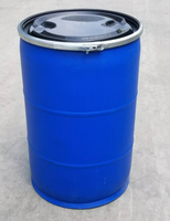 Fût en plastique bleu PP HDPE de 200 litres, durable, seau de 55 gallons pour le stockage de produits chimiques, d'huile ou d'eau