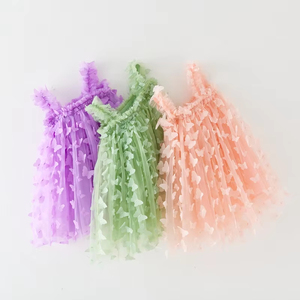 Vestido de Tul con Diseño de Hada para Niñas, Sin Mangas, para Actuaciones, Verano, con Detalles Florales y Mariposas, Antiarrugas - Product Image 3