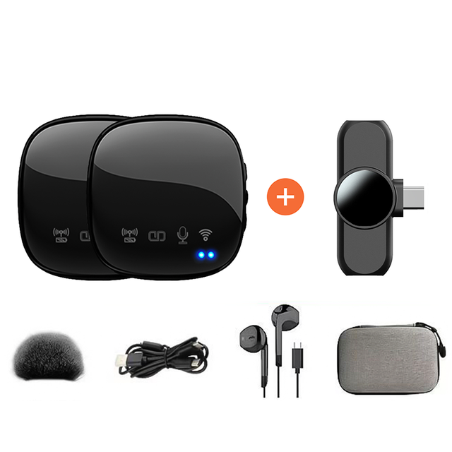 Potable 2.4G Wireless Lavalier Microphone with Noise Reduction&Reverb Condenser Mic for Podcast, Video, Vlog