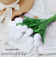 Shangchu Vas Rangkaian Bunga Palsu Buatan Kelas Atas Berbentuk Tulip PU Dekorasi Rumah Ruang Tamu Ruang Makan Fotografi Pernikahan