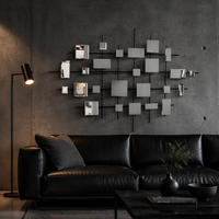 Miroir mural pour la décoration de la maison, décoration intérieure moderne, accent pour la maison, 86,36*4,45*31,12CM, miroir mural en métal doré pour le salon