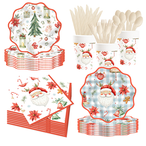 Juego de Vajilla para Fiesta de Navidad DAMAI, Juego de Platos, Vasos y Servilletas de Papel con Diseño de Santa Claus, Artículos para Fiestas - Product Image 5