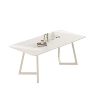 Table à manger rectangulaire en ardoise blanche pure de style français et ensemble de chaises, mobilier de maison, luxe léger, moderne et simple