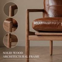 Fauteuil simple moderne, style rétro du milieu du siècle, fauteuil de salon en bois massif, chaise de détente pour balcon et chambre