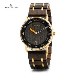 BOBO BIRD Simplicity Wooden Men Watches Japanese Quartz Movement Brand Your Own Watches Wood Buckle Clasp Type