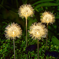 Lampu Taman Tenaga Surya Dandelion, Konstruksi Aluminium Berperingkat IP65, Tahan Air, Lampu LED Lanskap Bunga untuk Halaman