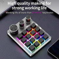16 Tasten 3 Drehregler Mechanische Gaming-Tastatur USB-Kabelgebunden BT/Kabellos Programmierbare Makro-Mini-Tastatur Anpassbare Hot-Swap-Tastatur