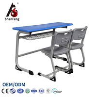 Meubles d'éducation modernes et durables, ensemble bureau et chaise double pour étudiants, pour salle de classe, bureau à domicile, salon et chambre à coucher
