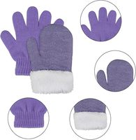 Conjunto de gorros, guantes, bufanda para el cuello y manoplas para niños pequeños de invierno con forro cálido para bebés de 4 a 8 años, niñas y niños