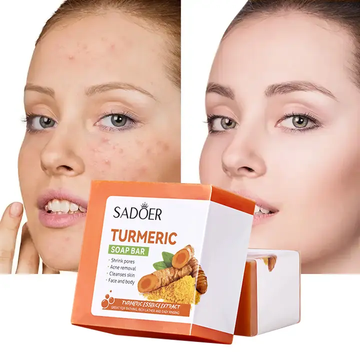 علامة خاصة تبييض حب الشباب الجسم العضوي الطبيعي اليدوي Tumeric OEM شعار مخصص Turmeric
