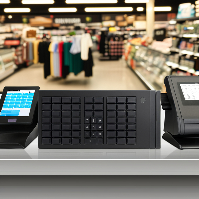 Hot Selling Fully Programmable KB66 66-KEY OPOS/JPOS Keyboard for Cash Register POS with Keylock and Magnetic Card Reader