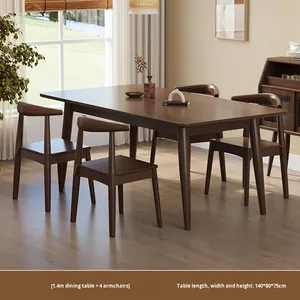 In legno massello eco-friendly 6 posti tavolo da pranzo Set di Design moderno forma rettangolare colore <span class=keywords><strong>noce</strong></span> per Hotel e mobili per la casa - Product Image 6