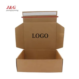 Custom Logo Recyclable Corrugated Tear-off Self Seal Adhesive Shipping Box Zipper Mailer Tear Strips Boxes