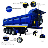 Nouvelle condition capacité de camion à benne basculante porte arrière boîte de Transport de sable remorque 12R22.5 semi-remorque en acier benne arrière