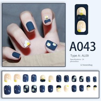 Nouvelles faux ongles français pré-dessinés à motifs multiples, demi-couvrants, amovibles et réutilisables