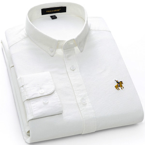 ChenYue camicia da uomo Button-Down taglia europea 100% cotone Oxford a maniche lunghe camicie Casual in tinta unita <span class=keywords><strong>con</strong></span> tessuto ricamato - Product Image 2