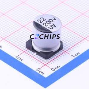 ตัวเก็บประจุอิเล็กโทรไลต์อะลูมิเนียมแบบ SMD รุ่น UV2D220M1010, ขนาด D10xL10.2 มม. ความจุ 22uF ค่าความคลาดเคลื่อน 20% แรงดันไฟฟ้า 200V ขา 10 มม. - Product Image 1