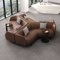 Vestíbulo del hotel Vip Lounge Recepción Curvada Circular Cuero Moderno Modular Comercial Sala de estar Espera Negociación Sofá Conjunto