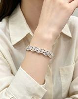Bracelet en argent 925 avec pierres précieuses pour femmes, design ondulé ajouré, accessoire pour tous les jours, les fêtes et les rendez-vous