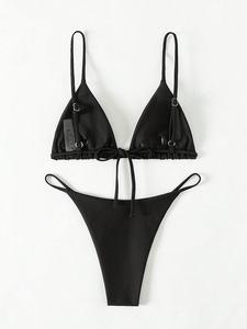 Bikini Triangular Estilo Europeo Americano 2025, Traje de Baño Sexy Brasileño, para Vacaciones en la Playa, Spandex/Nylon - Product Image 2