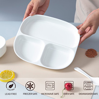 Assiettes pour bébés en porcelaine fine, motif végétal classique, compartiments séparés, saines, compatibles micro-ondes