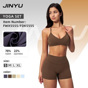 Buttery Brushed Naked Skin Feeling Activewear Sets Nylon Spandex Halter Top And High Rise Biker Shorts Women Gym Tracksuit