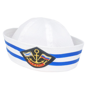 Oggetti di scena personalizzati con risvolto bianco blu capitani cappelli da marinaio berretto - Product Image 4