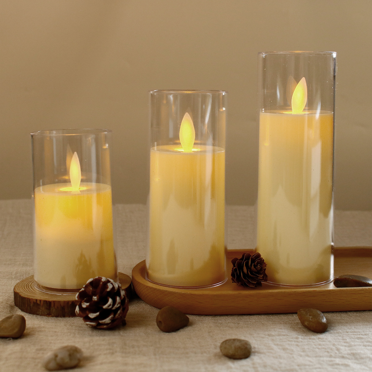 Juego de 3 mechas oscilantes de marfil (control remoto)