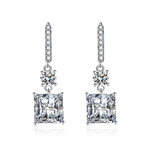 Fashion Silver Plated <b>Jewelry</b> <b>Princess</b> Square Ear Buckle Multiple Colors Micro Inlaid Zircon Earrings for Women - Product Image 2
