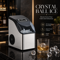 Mesin Pembuat Es Kristal Eiswurfelmaschine Kristallkugel, Pembersihan Otomatis, 3cm, 8 Bola, 20 Menit, 450/24 Jam, Sentuh, Rumah Tangga, Senyap, CE ETL FDA