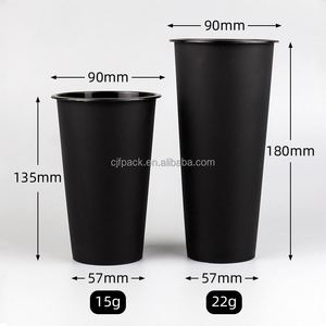 Custom Logo Silk Screen Printed 700ML Disposable <b>Plastic</b> PP Frosted 90mm Diameter All Black Hard Clear <b>Cups</b> for Boba Bubble Tea - Product Image 3