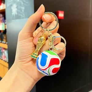 Souvenir de fan de tournoi de football international - Porte-clés créatif en ABS 3D en forme de ballon et de trophée de victoire - Cadeau promotionnel haut de gamme pour les fans de sport - Product Image 2