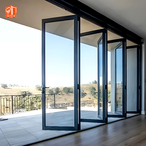 Porte pliante en aluminium Système de grande porte pliante en verre pour l'entrée de la terrasse de la villa - Product Image 2