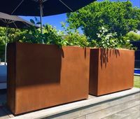 Jardinières uniques en acier Corten pour l'extérieur, pots à fleurs en métal de grande taille