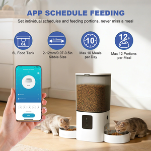 Comedero Automático para Mascotas de Acero Inoxidable de 6L, Portátil, con Control Remoto por Aplicación Inteligente, Doble Tazón, para Cachorros y Gatos - Product Image 4