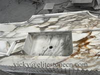Plan de toilette en marbre Calacatta Gold d'Italie avec lavabo pour la décoration de la maison, éviers en pierre naturelle de haute qualité