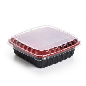 Dùng Một Lần Màu Đỏ Bên Trong Màu Đen Bên Ngoài Pp Nhựa Mang Đi Airline Bento Box <span class=keywords><strong>Container</strong></span> Thực Phẩm - Product Image 6