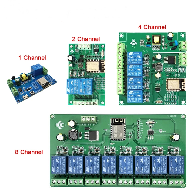 1 2 4 8 Channel ESP8266 WIFI DIY Relay Module Switch ESP-12F Development Board DC 5V 12V 24V 32V AC 110V 220V