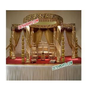 Mandap คริสตัลไฟเบอร์สำหรับงานแต่งงาน,Mandap คริสตัลเกลียวสีทองแบบดั้งเดิมสำหรับงานแต่งงาน - Product Image 1