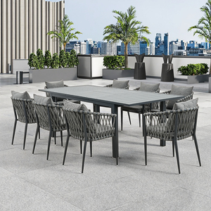 Wholesale Modern Outdoor Garden Patio Furniture <b>Set</b> Fabric Extension Table With 8 Chairs and <b>Waterproof</b> <b>Set</b> ZY0010 Dinning Table - Product Image 1