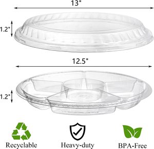 ภาชนะใส่อาหารใสเกรดอาหารถาดพลาสติกกลมแบ่งเสิร์ฟพร้อมฝาปิดกล่องบรรจุภัณฑ์สลัดพลาสติกพร้อมฝาปิด - Product Image 3