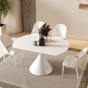 <span class=keywords><strong>Table</strong></span> à manger <span class=keywords><strong>ronde</strong></span> <span class=keywords><strong>extensible</strong></span> moderne en marbre blanc avec plateau rotatif, base en forme de <span class=keywords><strong>tulipe</strong></span>, 6-8 places pour cuisine et salle à manger, luxe - Product Image 5
