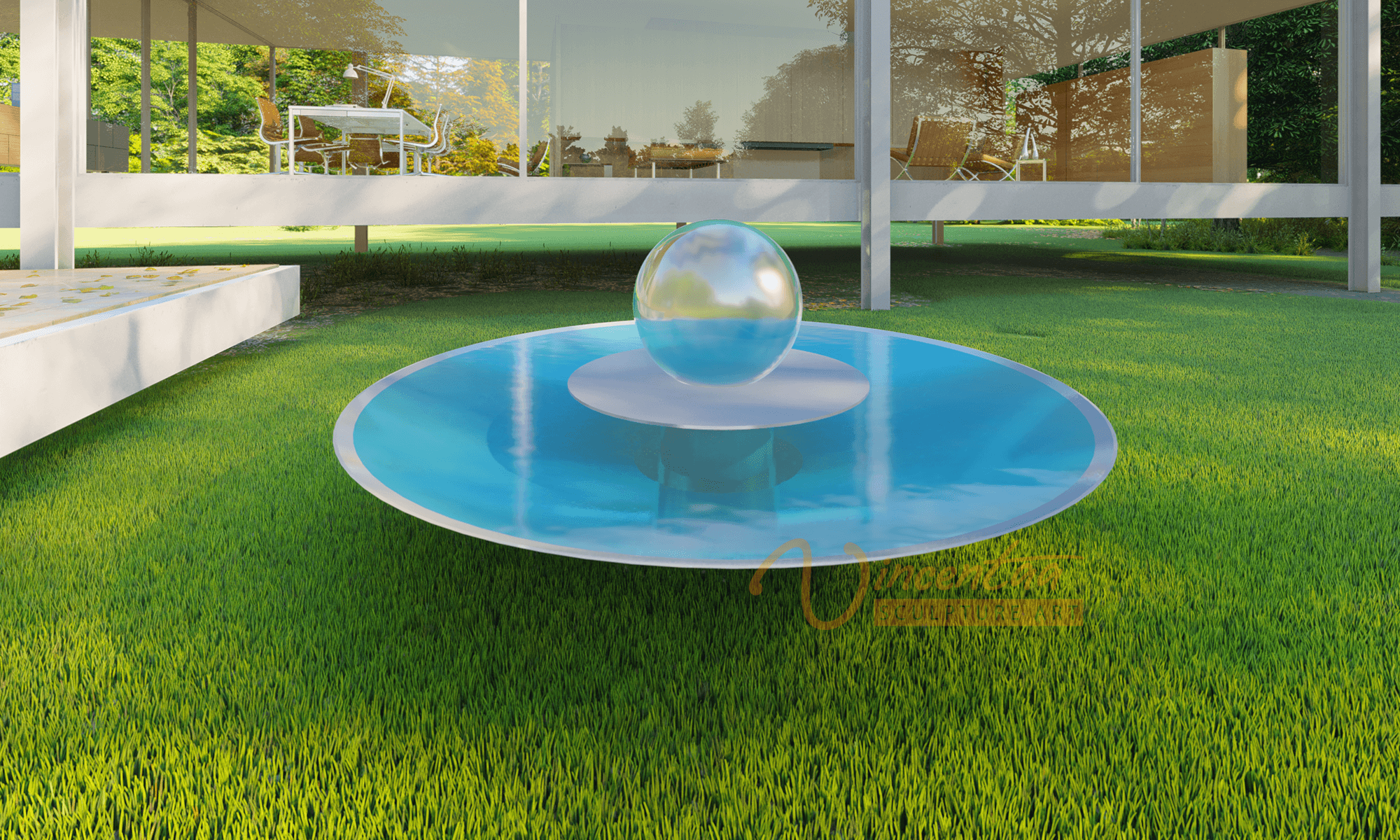 大理石花岗岩圆形浮动滚球喷泉10千克-60千克1件丙烯酸银色vst-001 cn