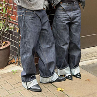 Jeans en denim selvedge japonais personnalisés, style streetwear ample, pour hommes, vintage, coupe large, poids lourd, fabricant