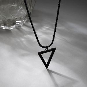 Hot Selling Geometric Hollow Triangle Pendent Necklace Punk Hip Hop <b>Titanium</b> Steel Triangle Pendent Necklace for Men's Jewelry - Product Image 5