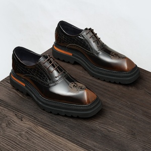 High-quality Men's Leather <b>Shoes</b> Elegant Business Formal Fashionable High-end Design Lace-up <b>Height</b> <b>Increasing</b> - Product Image 1
