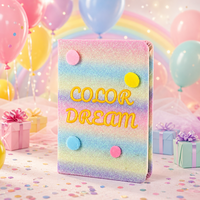 Carnet à paillettes personnalisé en gros, journal scintillant arc-en-ciel pastel, Kawaii, OEM ODM, faible MOQ, fournitures scolaires mignonnes, prix d'usine